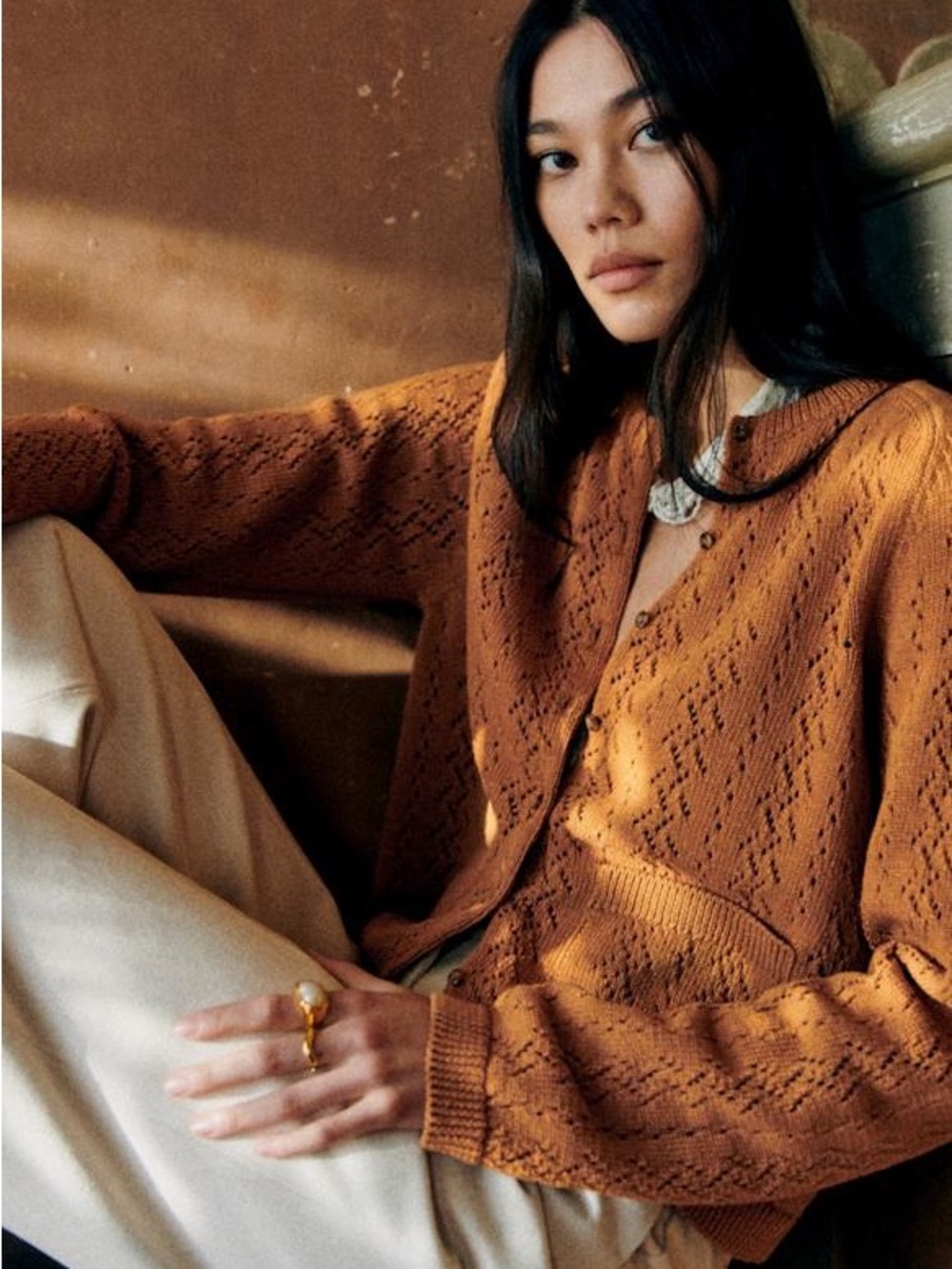 SEZANE Jack cardigan CAMEL color